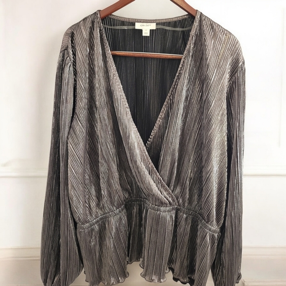 ON 34th Tops - On 34th Metallic Peplum Top Size 2X